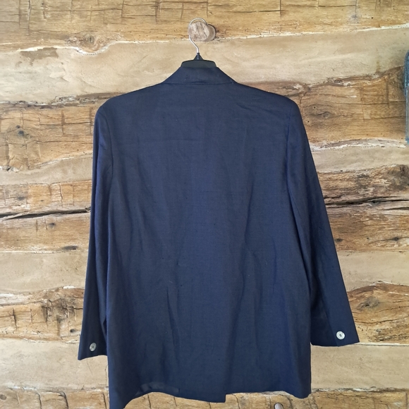 Character Suburbanwear Vintage Navy Double Breasted Linen Blazer Size 16 - Picture 6 of 10